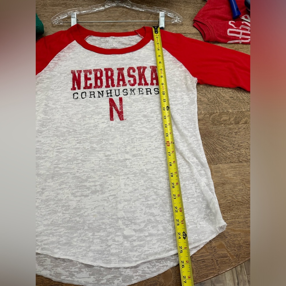 Nebraska Cornhuskers Huskers 3/4 Sleeve Burnout Shirt Top Large - Picture 10 of 11